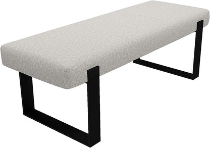 VANT Upholstered Bed Bench - Faux Merino Wool Grey - Matte Black - Contemporary Modern, Bedroom Bench Seat, Hallway, or Entryway