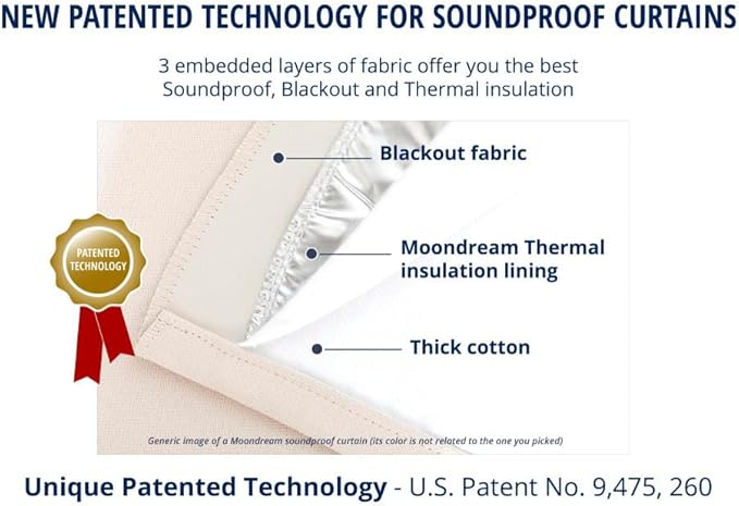 Moondream 3-in-1 Sound Insulation Curtain with Noise-Blackout-Thermal Insulation, Patented Technology, 55" Width x 108" Length, Purple (Deep Purple MC119), Grommet, 1 Panel