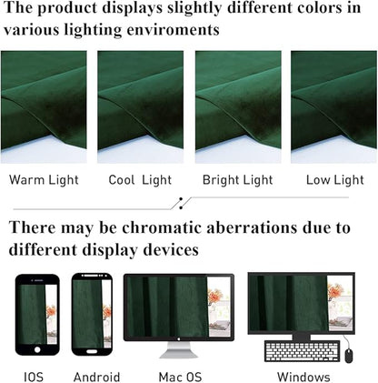 StangH Christmas Green Curtains 72 inches Length Dark Green Velvet Bedroom Window Curtains Super Soft Vintage Home Decoration for Holiday Fete/French Door/Farmhouse, W52 x L72, 2 Panels