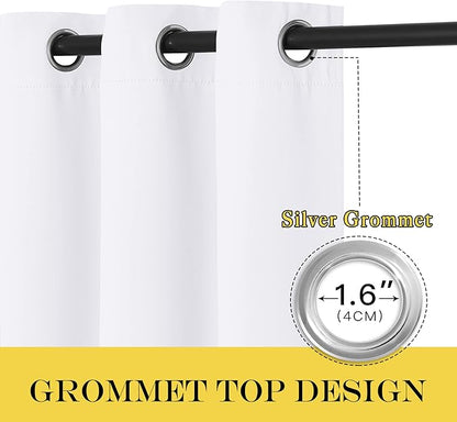 NICETOWN Sliding Door Window Treatment Blackout Patio Door Curtain Panels, Privacy Thermal Drapes for Bedroom Living Room Department with Grommet Top (White, W66 x L110)
