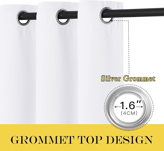 NICETOWN Blackout Patio Curtains 100 x 144 Inches Long for Sliding Door Extral Wide Blackout Curtain Panels Thermal Insulated Room Divider - Grommet Top, 100" W x 144" L, 1 Panel, White