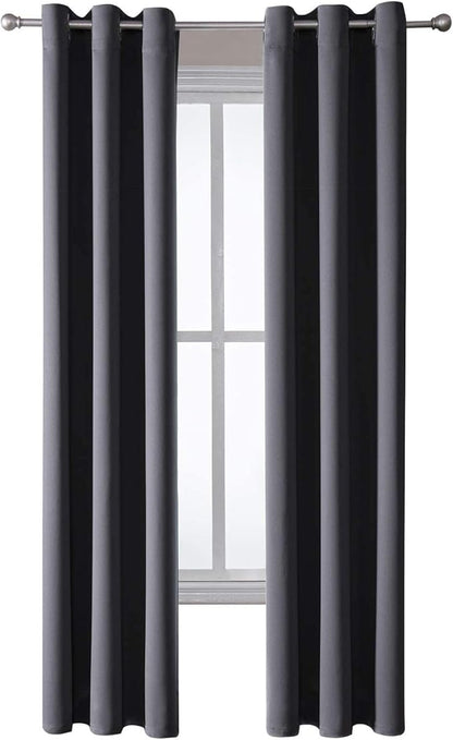ChrisDowa Grommet Blackout Curtains for Bedroom and Living Room - 2 Panels Set Thermal Insulated Room Darkening Curtains (Dark Grey, 42W x 84L)