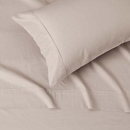 Amazon Basics Lightweight Super Soft Easy Care Wrinkle Free Microfiber 3 Piece Bed Sheet Set with 14-Inch Deep Pockets, Twin, Taupe, Solid, Kids, Men & Women Bedding