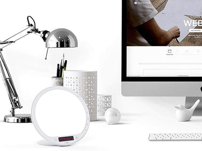 Light Therapy Lamp 10000 Lumens UV-Free Sunrise Alarm Clock Wake Up Light Super Bright Alarm Clock APP Control with 10 Built-in Natural Sounds Portable