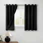 BGment Short 100% Blackout Curtains for Bedroom, Thermal Insulated Energy Efficiency Noise Reducing Grommet Curtains 45 Inch Length with Liner for Small Window 2 Panels Each 52 Inch Wide, Black