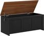 HOOBRO Storage Bench, 47.2" Retro Wooden Storage Chest, Wooden Storage Trunk, Toy Chest with Lift Top, Multifunctional Entryway Organizer, for Entryway, Living Room, Black and Walnut BH412CW01
