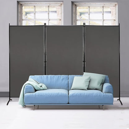 MAYOLIAH Partition Room Dividers 3 Panel Folding Privacy Screens 6 Ft Tall Portable Office Walls Dividers for Room Separator 102"x20"x71", Grey