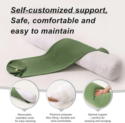Bolster Pillow for Bed – Long Round Body Pillow for Adults, Cuddle Pillow for Sleeping, Full-Length Support,47.24 x 7.87 Inches,Olive Green