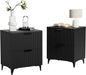 Royal Windsor Small Fluted Nightstand Set of 2 with 2 Drawers, Side End Table, Small Accent Storage Cabinet, Modern Night Stand Bedside Table for Bedroom Full Size Bed, Black