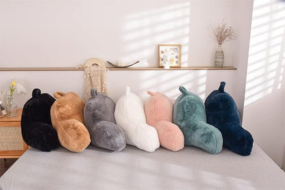 Holawakaka Reading Pillow for Sitting up in Bed Sofa Kids Teens, Backrest Pillow with Arms for Girls Women Petites Pregnancy, Back Support Cushion for Couch Floor Nursery Playroom Blush