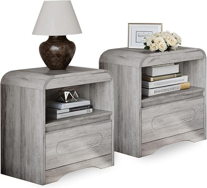 9 Drawer Dresser and Nightstand Sets for Bedroom, 3 Piece Bedroom Set, Wood 9 Drawer Dresser & Night Stand Set of 2, Large Chest of Drawers Modern Storage Cabinet Bedroom Furniture Set, Grey