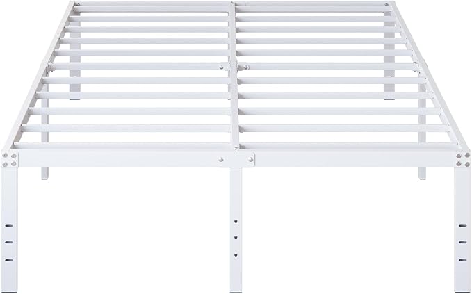 18 Inch California King Bed Frames Heavy Duty Metal Platform No Box Spring Needed, Maximum Storage, Easy to Assembly, Noise Free, White