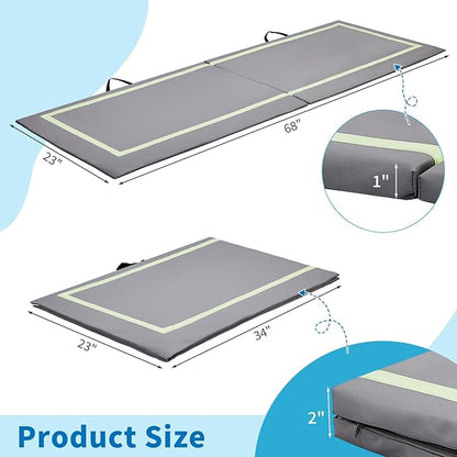 Winado Fall Mat for Elderly, 68" x 23" Bi-Fold Floor Mat Bedside Anti-Slip Protection Standing Safety Mats Reduce Risk for Elderly, Patients, Home or Hospital Care, Grey
