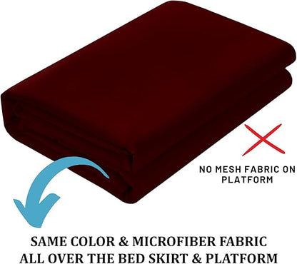 Ruffled Bed Skirt with Split Corners, Burgundy, King 12 Inch Drop Bedskirt, Hotel Quality Brushed Microfiber Wrinkle Free Dust Ruffle Bed Skirt King Size