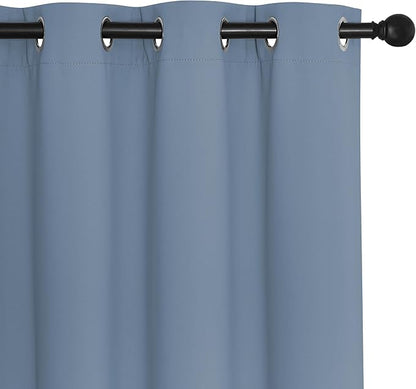 NICETOWN Blackout Room Divider Curtains for Sliding Glass Doors 102 Inches Long 1 Panel, Extra Wide Curtains for Doorway Patio Bedroom Living Room (Stone Blue, 80Wx102L, 1 Panel)