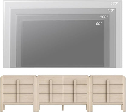 WAMPAT 3 Piece Bedroom Dresser Set, 110.2" Wide Mid Century Modern Chest of Drawers with Curved Handles, Dresser TV Stand with 12 Drawers, Wood Drawer Organizer for Bedroom, Light Oak