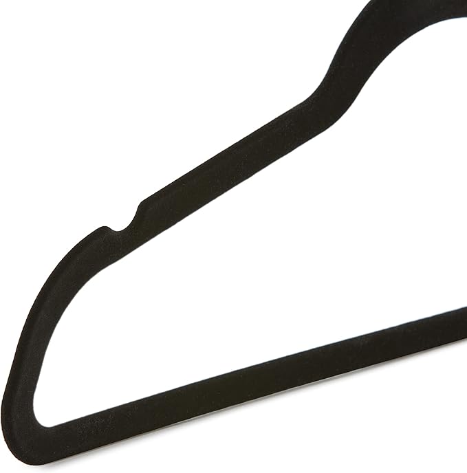 Amazon Basics Slim, Velvet, Non-Slip Suit Clothes Hangers, Black/Rose Gold - Pack of 100