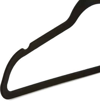 Amazon Basics Slim, Velvet, Non-Slip Suit Clothes Hangers, Black/Rose Gold - Pack of 100