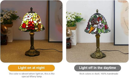 Mini Tiffany Table Lamp Nightstand Lamps Handmade Stained Glass Bedside Lamp Fruit Night Light for Office Bookcase Bar Bedroom Living Room,7.87 inch