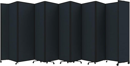 Versare Room Divider 360 Portable Wall Partition | Folding Panels | Large Freestanding Divider | Locking Wheels | Temporary Room Separator | 25' x 7'6'', Blue Spruce