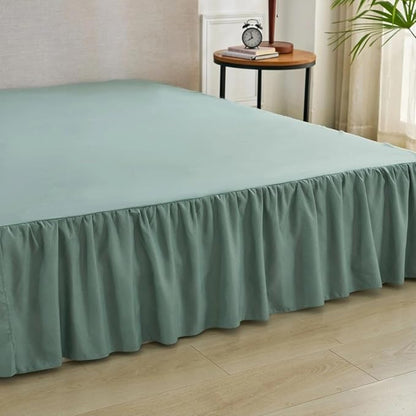 Bed Skirt Queen Size Ruffled Bed Skirt with Split Corners, Queen Bed Skirts 18 Inch Drop with Platform, 18'' Queen, Sage Green ﻿