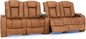 Seatcraft Diamante Zero-Gravity CoolZero Italian Leather Home Theater Seating, Power Headrest, Power Recline, Row of 4 Dual Loveseats, Tawny