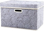 PRANDOM Collapsible Storage Boxes with Lids Fabric Decorative Storage Bins Cubes Organizer Containers Baskets with Cover Handles Divider for Bedroom Closet Living Room 14.9x9.8x9.8 Inch 1 Pack