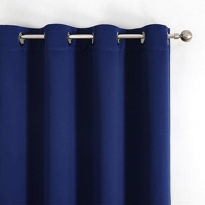 MIUCO Room Darkening Grommet Thermal Insulated Blackout Window Curtains Panels for Bedroom Set of 2 52x95 Inch Navy Blue, Bonus 2 Tie Backs Included