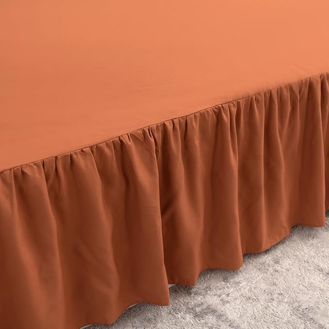Terracotta Bed Skirt Full Size Ruffled Bed Skirt with Split Corners, Full Bed Skirt 14 Inch Drop, Full Size Bed Skirt Terracotta for Ruffled Bed Skirt with Split Corners, Bed Skirt Full Size