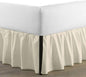 SKY BEDDINGS - Queen Size Ruffled Bed Skirt with Split Corners - 16 Inch Drop Dust Ruffle Bed Skirt with Platform Three Sided Coverage - 100% Microfiber, Ivory