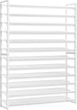 Shoe Rack, Long Shoe Organizer,Max Holds 75 Pairs,12 Tier Metal Shoe Storage Shelf,6-Tier Stackable Shoes Organizer for Garage, Entryway,White