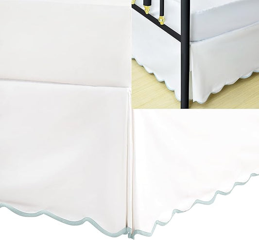 HIG King Bed Skirt - Easy Fit Scallop Edge Pleated Bedskirts with Spilt Coner, 12 Inch Drop Anti-Slip Dust Ruffle, Thick Fabric for Enhanced Privacy, Pre-Washed for Long-Lasting Use, Machine Washable