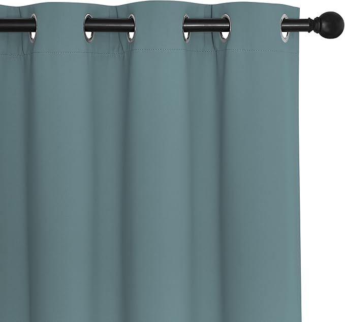 NICETOWN Blackout Curtains 72 inches Long, Grommet Privacy Window Treatment Thermal Insulated Room Darkening Sliding Glass Door Drape for Bedroom Living Room, 1 Panel, W100 x L72, Greyish Blue
