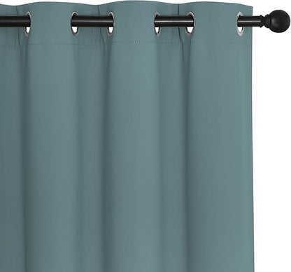 NICETOWN Blackout Curtains & Drapes - Privacy Thermal Efficiency Backdrop Curtains for Bedroom Room Divider Living Room Patio Sliding Glass Door, Wide 80 x Long 144 inch, Greyish Blue, 1 Panel