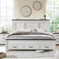 ACCOHOHO Farmhouse Queen Size Bed Frame with 52" Tall Headboard, Wood Platform Bedframe with Footboard and Storage Drawers, No Squeak, No Box Spring Needed, Off White