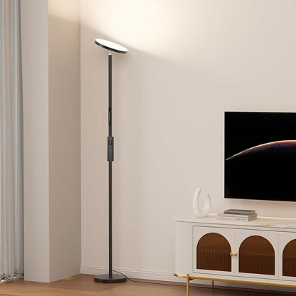Floor Lamps for Living Room, 32W 3000LM Super Bright LED Torchiere Floor Lamp with Remote & Touch Control, 69" Modern Tall Standing Lamp with 350°Rotating Head for Reading Office Bedroom (Black)