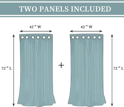 BGment Thermal Insulated 100% Blackout Curtains for Bedroom with Black Liner, Double Layer Full Room Darkening Noise Reducing Grommet Curtain (42 x 72 Inch, Pure White, 2 Panels)