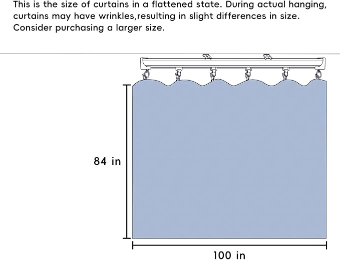 Room Divider Ceiling Mounted Curtains Track Sets Extra Wide Blackout Curtain Flexible Tracks for Bedroom Privacy Partition Separator, 1 Panel Grey Drape and White Rail, W8.3 x H7ft