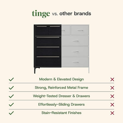 Naima Premium Fabric Dresser - Strong Metal Frame, 10 Spacious Sag-Proof Drawers with Sleek Metal Handles - Premium & Durable Storage Solution for Your Home (Black)