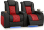 Seatcraft Diamante Zero-Gravity CoolZero Italian Leather Home Theater Seating, Power Headrest, Power Recline, Row of 2, Black/Red