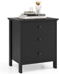 Giantex Nightstand with 3 Drawers, Wooden Side End Table with Solid Wood Legs, Retro 3-Drawer Bedside Table Night Stand for Bedroom Home Office Small Space, Easy Assembly, Black