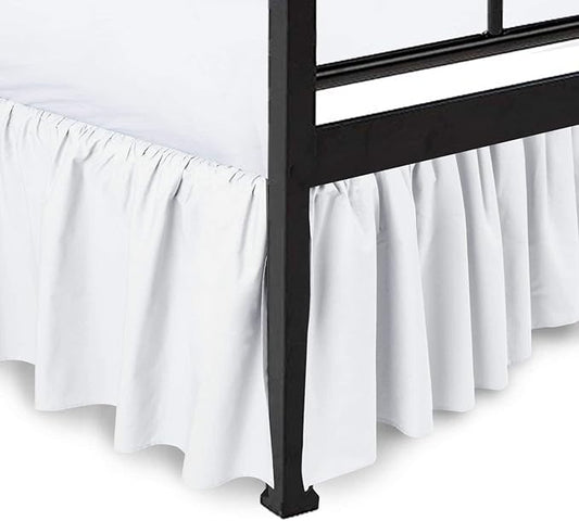 Ruffled Bed Skirt with Split Corners, White, Twin 12 Inch Drop Bedskirt, Hotel Quality Brushed Microfiber Wrinkle Free Dust Ruffle Bed Skirt Twin Size