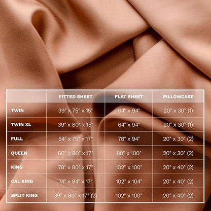 LUXOME Luxury Sheet Set | 100% Rayon (Viscose) from Bamboo | King Size - Terracotta | Deep Pockets | 4-Piece Set (Fitted, Flat, 2 Pillowcases)