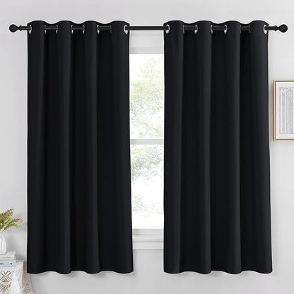 NICETOWN Black Out Curtains 63 inch Long - Grommet Thermal Insulated Modern Room Darkening Window Treatments Soundproof Drape for Bedroom/Nursery, W52 x L63, 1 Piece