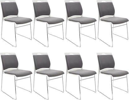 8 Pack Stackable Chairs - 1102LB Capacity Modern Reception Chairs for Home Office, Kitchen, Waiting & Multi-Purpose Rooms