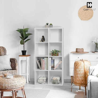 CAPHAUS Sturdy Room 11-Inch Cube Storage Organizer Shelf, with Thick Exterior Edge, Storage Shelf Divider w/Back, Bookcase, 9-Cube, Rustic Grey Oak