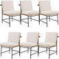 Modern Dining Chairs Set of 6, Comfy PU Leather Side Chairs Upholstered with Backrest Black Metal Legs for Dining Room Living Room, Beige