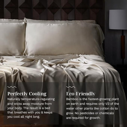 LUXOME 100% Rayon (Viscose) from Bamboo Pillowcase Set (King) | 400 Thread Count | Moisture-Wicking | Envelope Closure | Dune