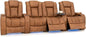 Seatcraft Diamante Zero-Gravity CoolZero Italian Leather Home Theater Seating, Power Headrest, Power Recline, Row of 4 Middle Loveseat, Tawny