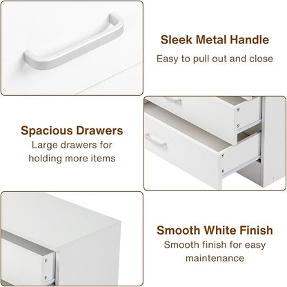 Karl home White 3 Drawer Dresser for Bedroom, Small Nightstand Modern Storage Chest of Drawer Wooden Side Table End Table for Bedroom, Living Room, Reception Room